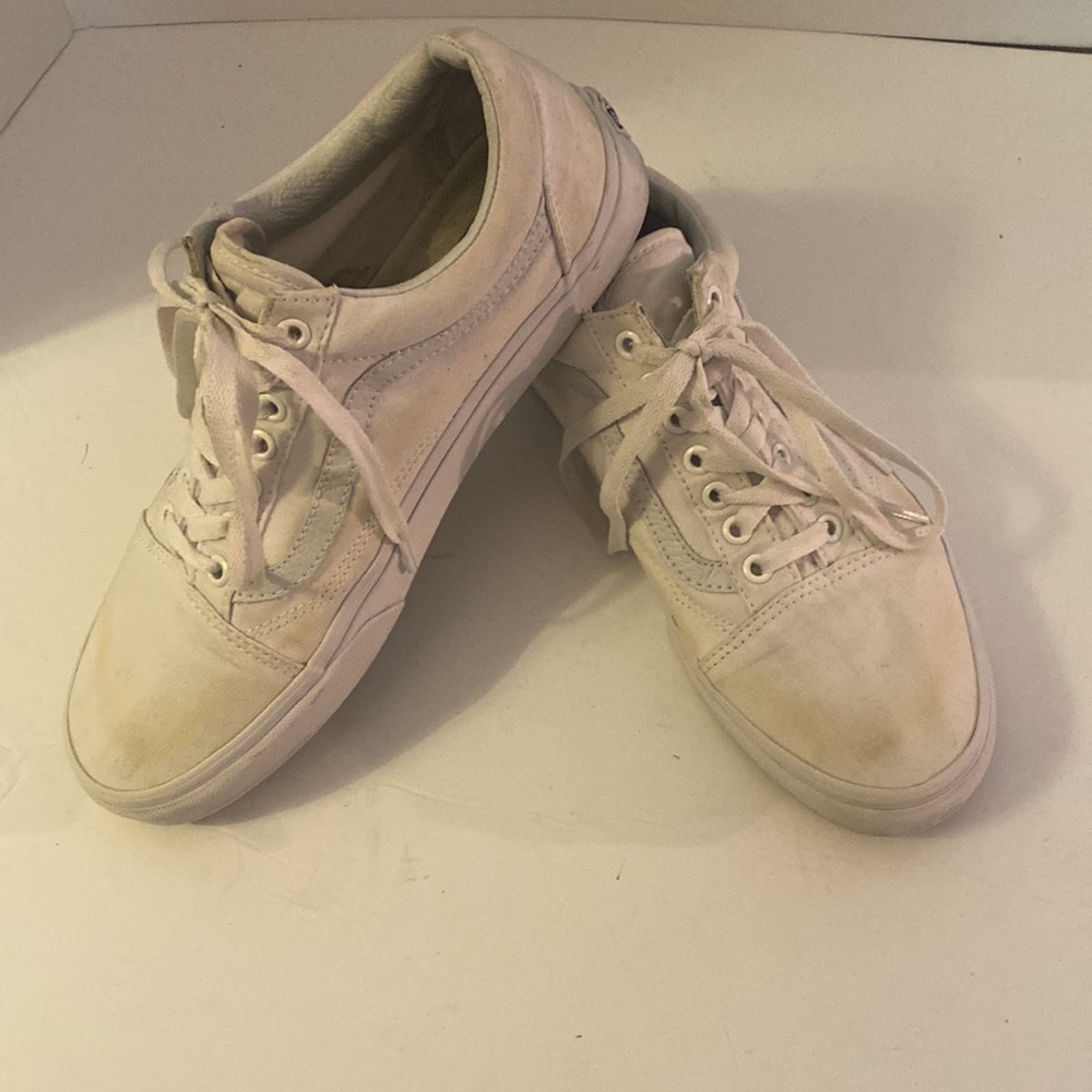 Vans off the Wall White on White Old School Sneakers Mens 9 Women 10.5